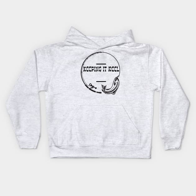 Keeping It Reel Fun Fishing Apparel Kids Hoodie by Topher's Emporium